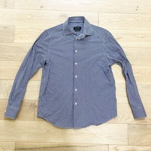 Bugatchi Blue and White Print Button Down Shirt
